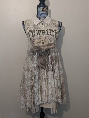Origami Hi/Lo Suede Lace Cardigan Cowgirl Fancy Vest